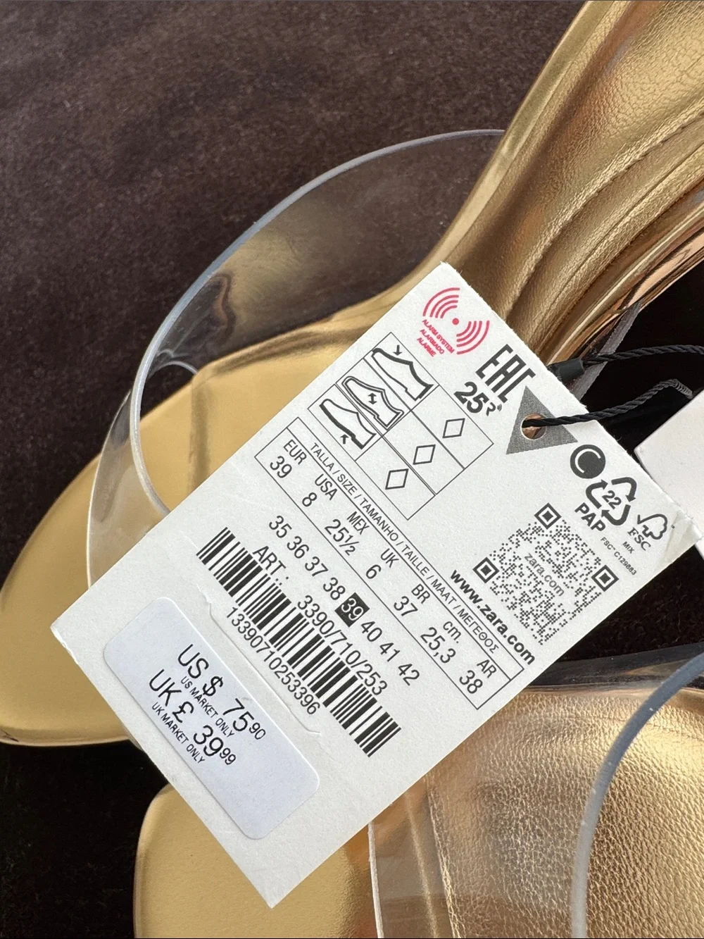 Zara Clear Strap Gold Wedge Mules